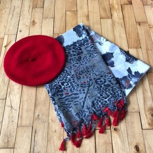 Red Beret & scarf